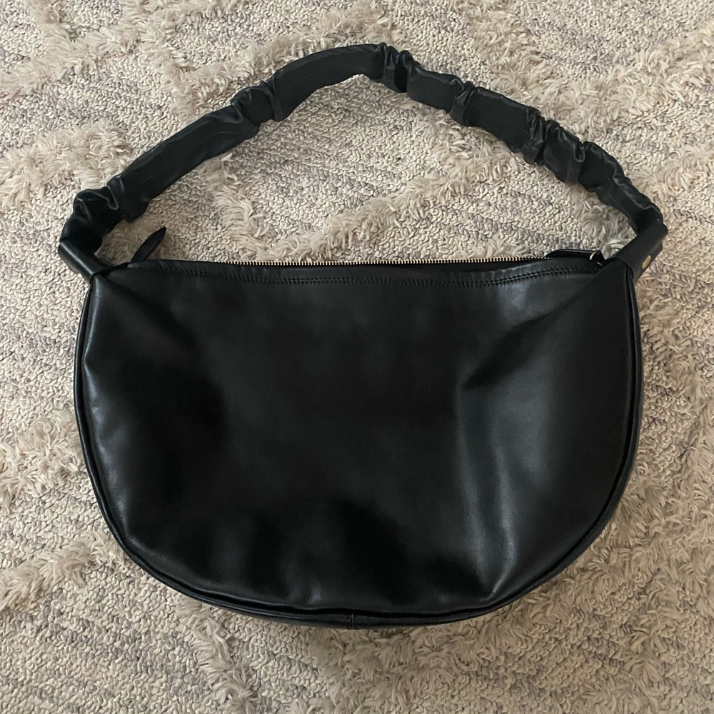 Amerai Genuine Leather Made In Italy!! Chic Black Women's Shoulder Bag FLAW READ